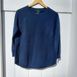 J. Crew Collection Small Navy Blue Crew Neck Italian Cashmere  Sweater Jumper